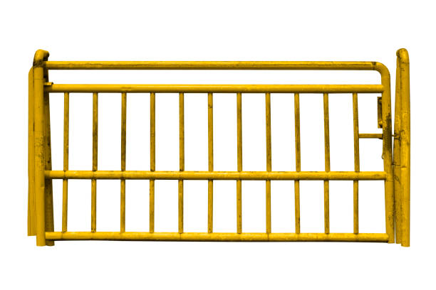istock Closeup view of the iron fence rail gate 1936330556