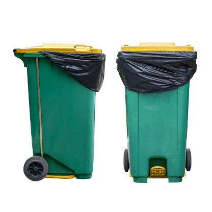 Colored trash containers for garbage separation