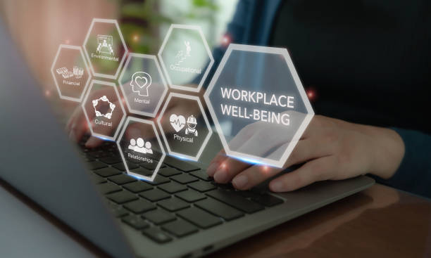 istock Workplace wellbeing concept. Creating employee benefits and satisfaction programs. Fostering a positive work culture and employee engagement. The physical, mental and emotional health of employees. 1936356298