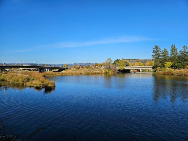 amazing architecture and beautiful scenery from napa river and downtown napa california - california panoramic napa valley hill fotografías e imágenes de stock