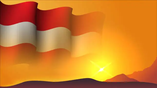 Vector illustration of austria waving flag background design on sunset view vector illustration