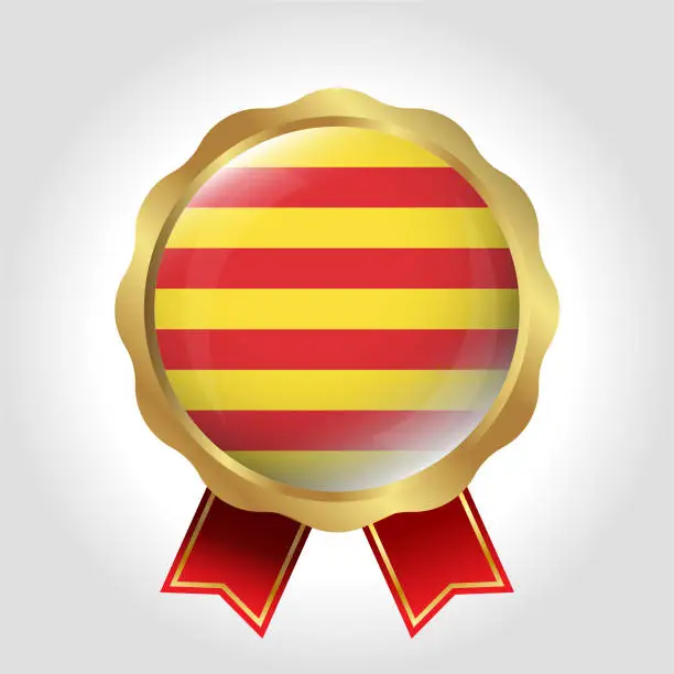 Vector illustration of Creative Catalonia Flag Label Vector Design