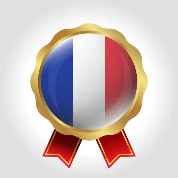 Vector illustration of Creative France Flag Label Vector Design