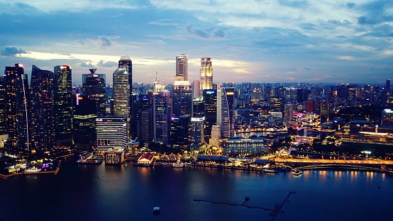 The night view of Singapore at dusk and night