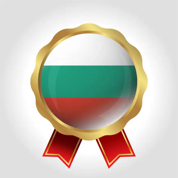 Vector illustration of Creative Bulgaria Flag Label Vector Design