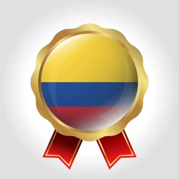 Vector illustration of Creative Colombia Flag Label Vector Design