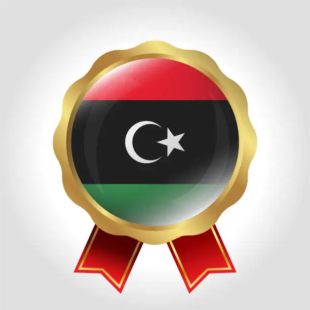 Vector illustration of Creative Libya Flag Label Vector Design