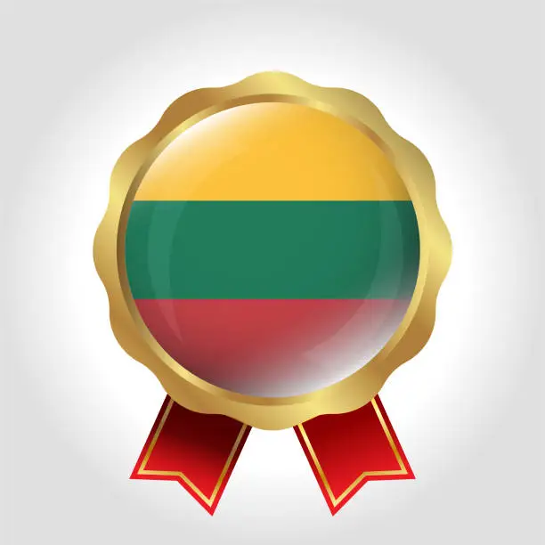 Vector illustration of Creative Lithuania Flag Label Vector Design