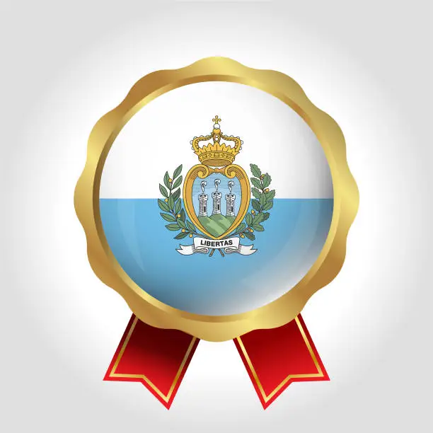 Vector illustration of Creative San Marino Flag Label Vector Design