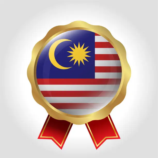 Vector illustration of Creative Malaysia Flag Label Vector Design