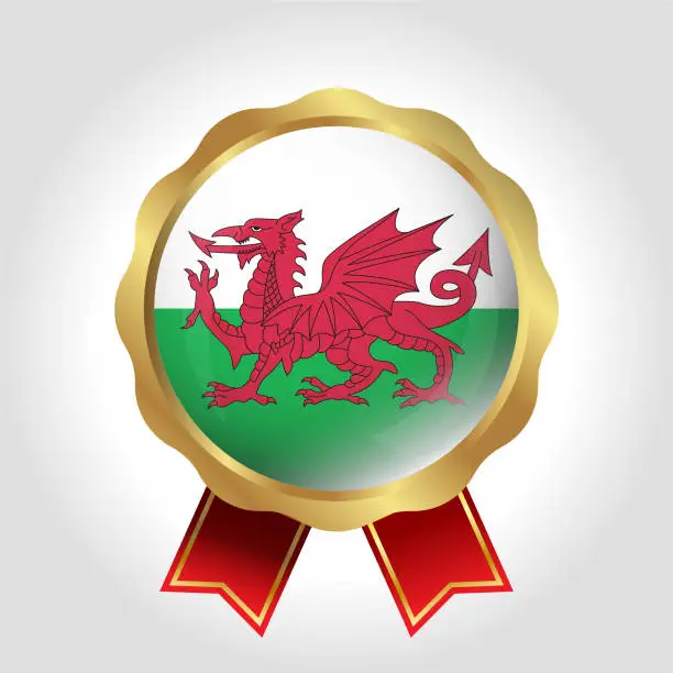 Vector illustration of Creative Wales Flag Label Vector Design