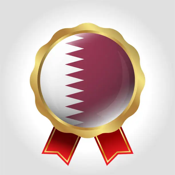 Vector illustration of Creative Qatar Flag Label Vector Design