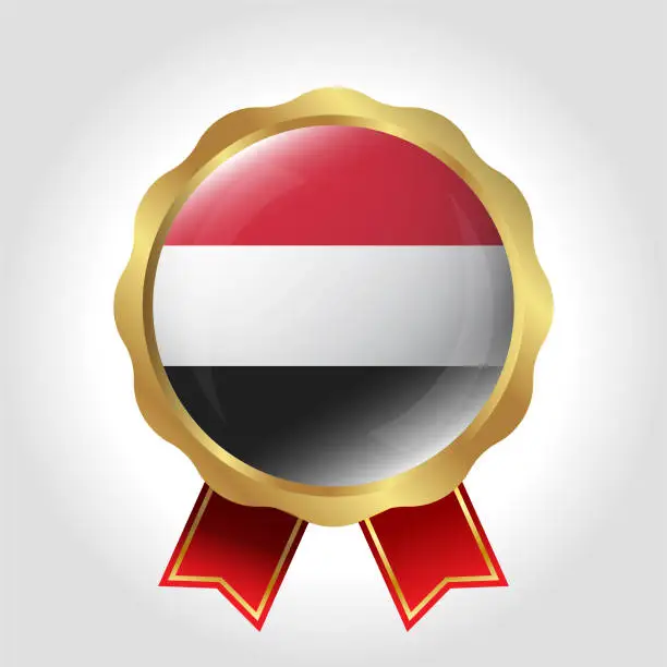 Vector illustration of Creative Yemen Flag Label Vector Design
