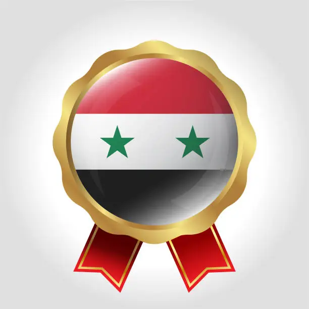 Vector illustration of Creative Syria Flag Label Vector Design