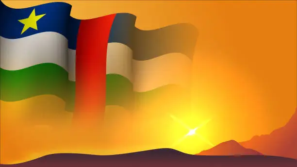 Vector illustration of central african republic waving flag background design on sunset view vector illustration