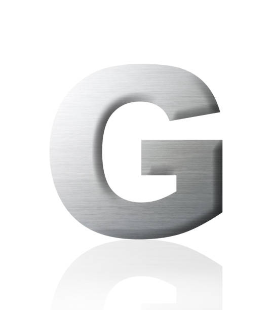 Isolated shot of silver alphabet letter G on white background