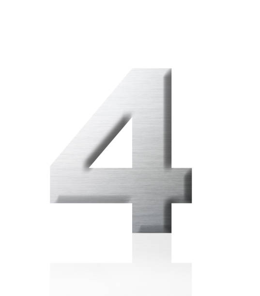 istock Isolated shot of three-dimensional silver number 4 on white background 1936521102