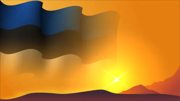 Vector illustration of estonia waving flag background design on sunset view vector illustration