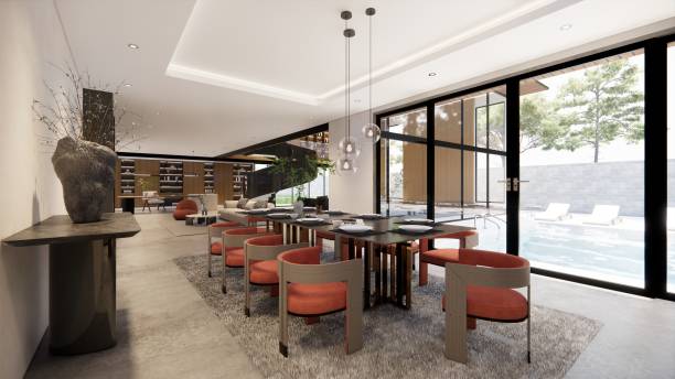 istock Interior Empty Modern Loft Office open space modern office footage.Modern open concept Lobby and reception area meeting room design. 3D Rendering . 1936526328