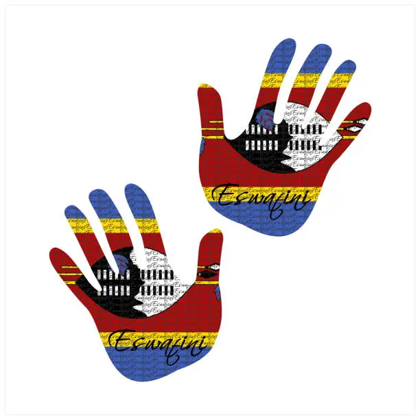 Vector illustration of eswatini flag hand vectors