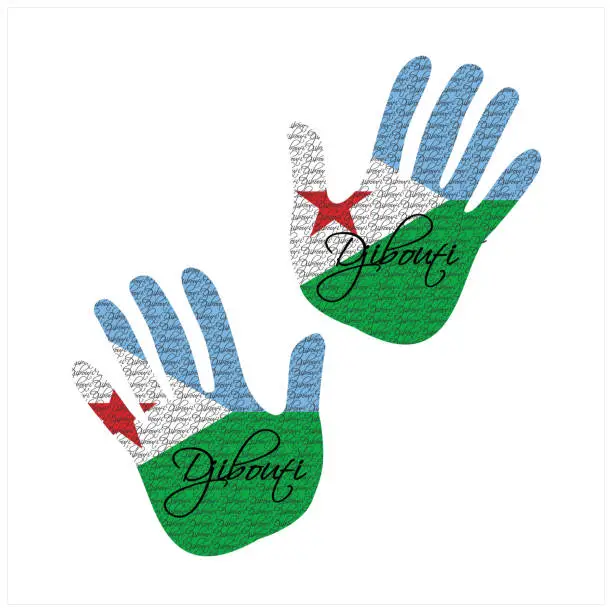 Vector illustration of djibouti flag hand vector