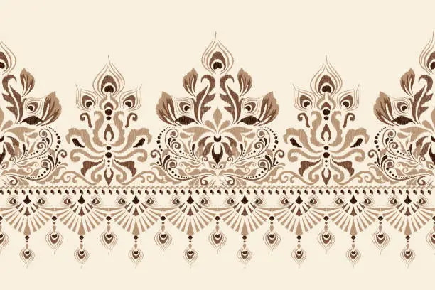 Vector illustration of Damask Ikat floral pattern vector illustration