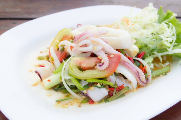 istock Spicy Squid Salad on Plate, Thai food 1936585847