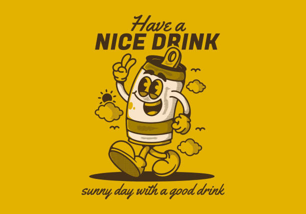 istock Have a nice drink. sunny day with a good drink. Mascot character illustration of walking beer can 1936607612