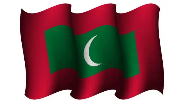 Vector illustration of maldives waving flag design vector illustration