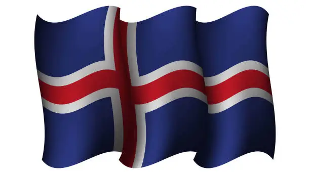 Vector illustration of iceland waving flag design vector illustration