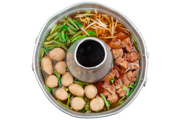 A bowl of Chinese style beef noodle soup.Soft focus.