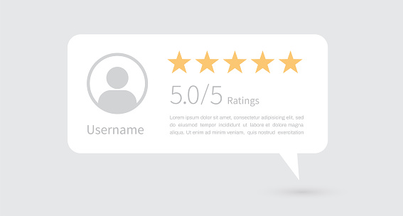 5 star rating. Five review icons. Customer satisfaction rating. Service rating, feedback. Vector illustration