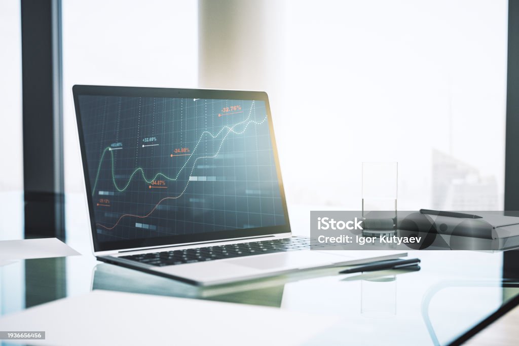 Modern Computer Display With Abstract Graphic Data Spreadsheet Sketch ...