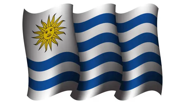 Vector illustration of uruguay waving flag design vector illustration