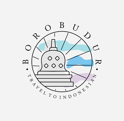 Minimalist Borobudur Temple Line Art symbol Design Template Of The Indonesian Buddhist