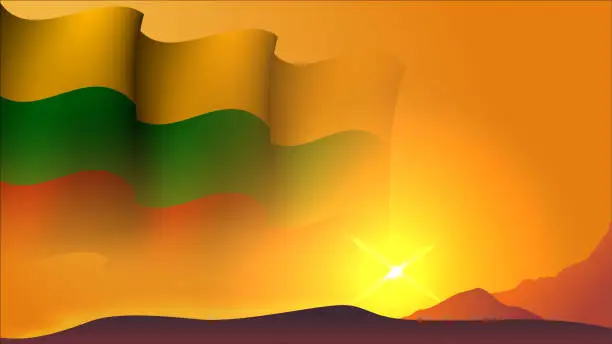 Vector illustration of lithuania waving flag background design on sunset view vector illustration
