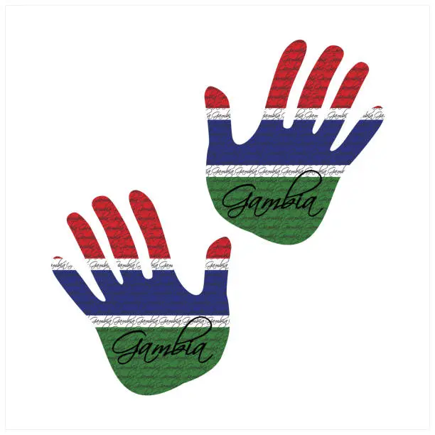 Vector illustration of gambia flag hand vector