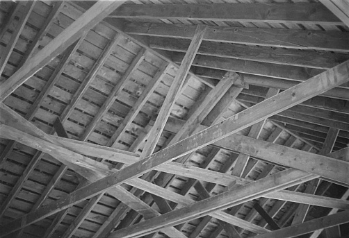 Interior of covered barn 35mm film