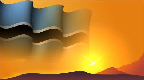 Vector illustration of botswana waving flag background design on sunset view vector illustration