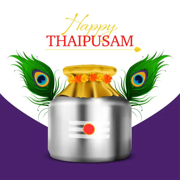 Vector illustration of Happy Thaipusam or Thaipoosam festival  celebrated by the Tamil community in India and by the Tamil diaspora worldwide