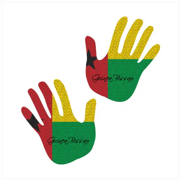 Vector illustration of guinea-bissau flag hand vector