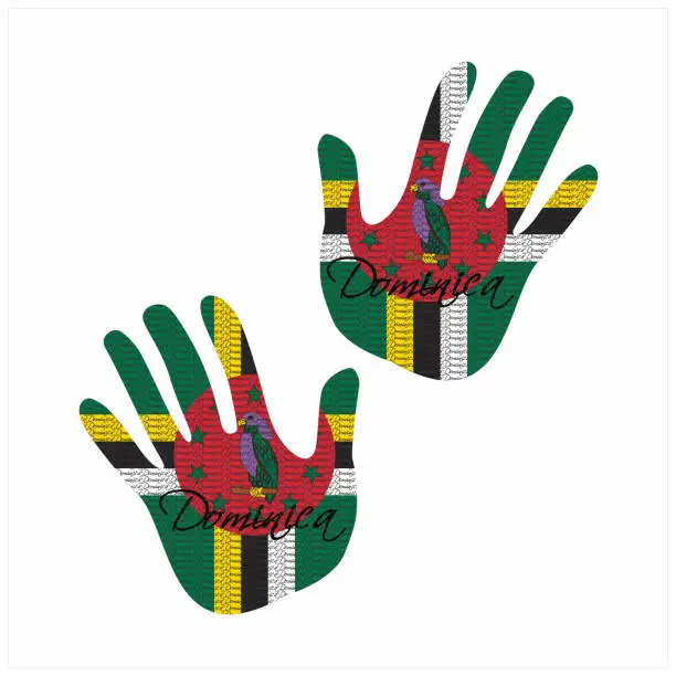 Vector illustration of dominica flag hand vector