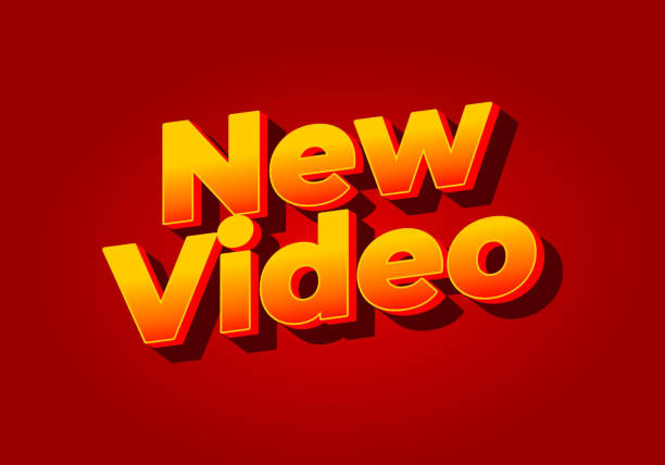 新しいビデオ。黄赤色のテキスト効果。赤地 - home video camera camera digital camera digital video camera点のイラスト素材／クリップアート素材／マンガ素材／アイコン素材