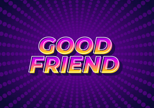 illustrations, cliparts, dessins animés et icônes de good friend. text effect in 3d look with gradient purple yellow color - backgrounds black black background gradient