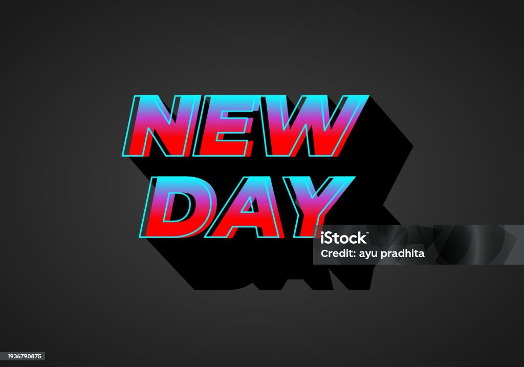 New Day Color Code New Day Text Effect In 3d Look Gradient Blue Red Color Dark Background ...