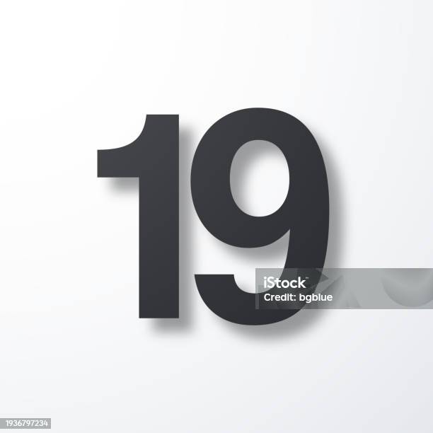19 Number Nineteen Icon With Shadow On White Background Stock 19 Number Nineteen Icon With Shadow On White Background Stock