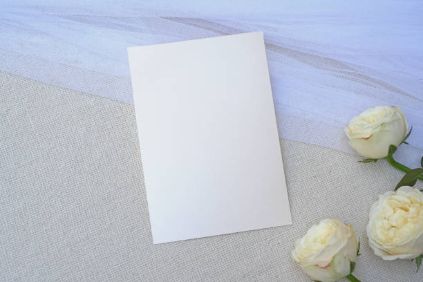 istock Top view mockup blank card, for greeting, wedding invitation template with clipping path 1936807942