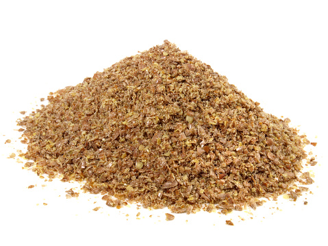 Flaxseeds on white Background