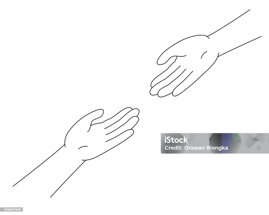 Helping Hand Section Helping Hand Outline Vector Illustration Stock Illustration - Download ...