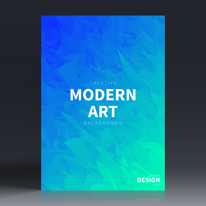 Vertical brochure template with modern and trendy background, isolated on blank background. Abstract illustration with beautiful color gradient (colors used: Turquoise, Green, Blue). Can be used for different designs, such as brochure, cover design, magazine, business annual report, flyer, leaflet, presentations... Template for your own design, with space for your text. The layers are named to facilitate your customization. Vector Illustration (EPS file, well layered and grouped). Easy to edit, manipulate, resize or colorize. Vector and Jpeg file of different sizes.